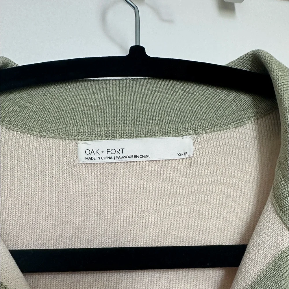 OAK + FORT Cream and Green Knit Cardigan - Picture 3 of 3